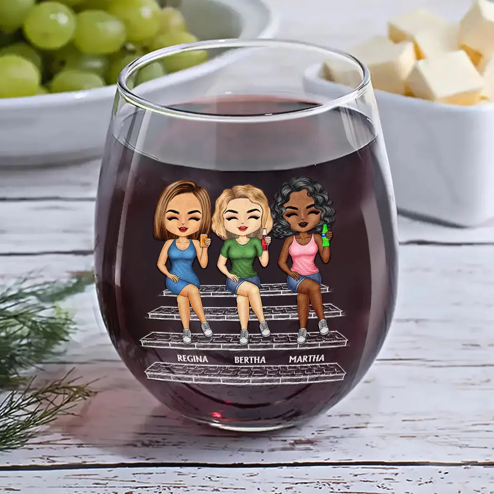 We're Not Sugar And Spice And Everything Nice We're Sage And Hood - Personalized Stemless Wine Glass