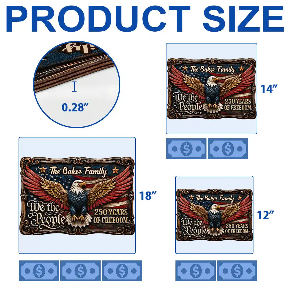 We The People Of Freedom - Personalized Custom Shaped Wood Sign