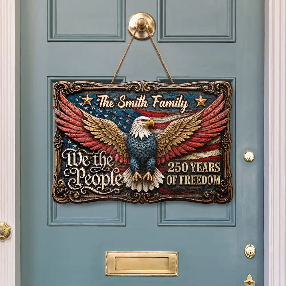 We The People Of Freedom - Personalized Custom Shaped Wood Sign