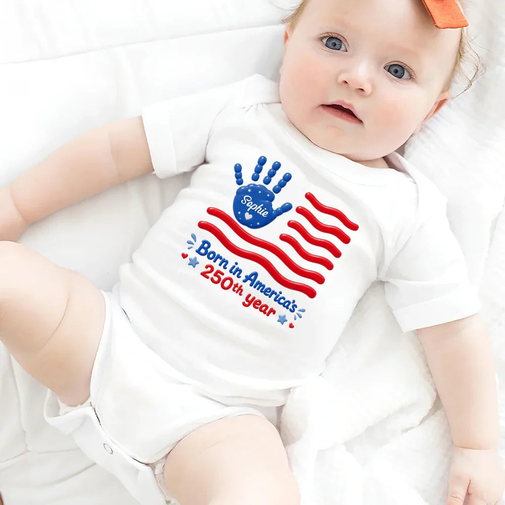 Born In America's 250th Year - Personalized Baby Onesie