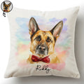 Custom Photo Realistic Watercolor Art Portrait Cat Dog Pet - Personalized Pillow