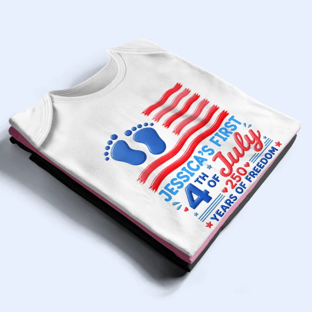 Baby's First 4th Of July 250 Years Of Freedom - Personalized Baby Onesie