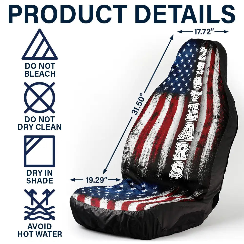 American Freedom 250 Years - Personalized Car Seat Cover