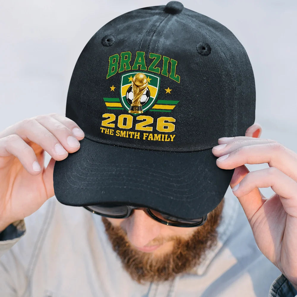 Football Team National Flag - Personalized Vintage Washed Denim Cap