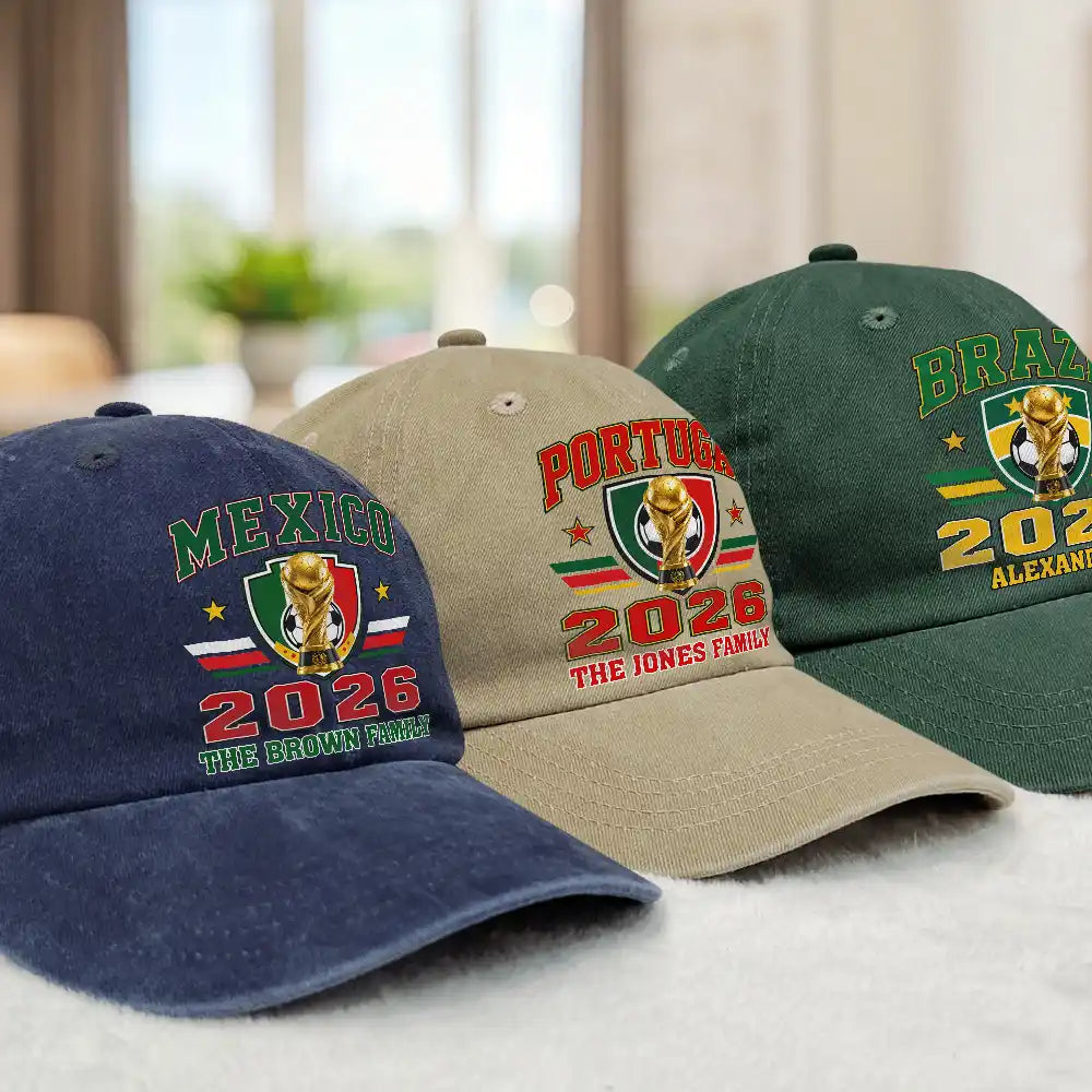 Football Team National Flag - Personalized Vintage Washed Denim Cap