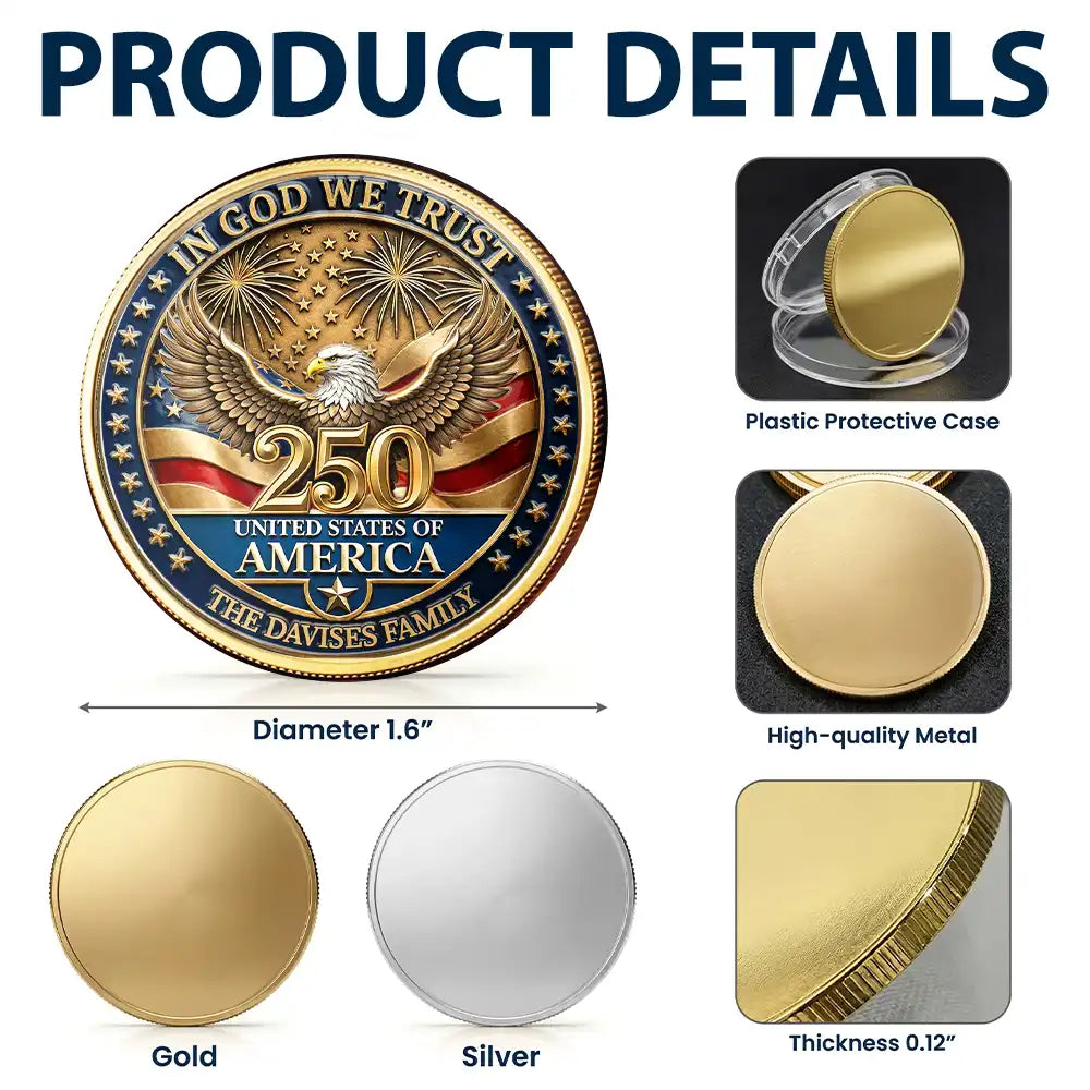 Custom Photo Family America In God We Trust - Personalized Commemorative Keepsake Coin
