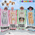 Custom Photo Colored Pencil Sketch Poolside Beach Vacation Dog Cat - Personalized Beach Towel