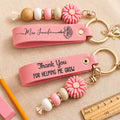 Thank You For Helping Us Grow - Personalized Leather Beaded Keychain
