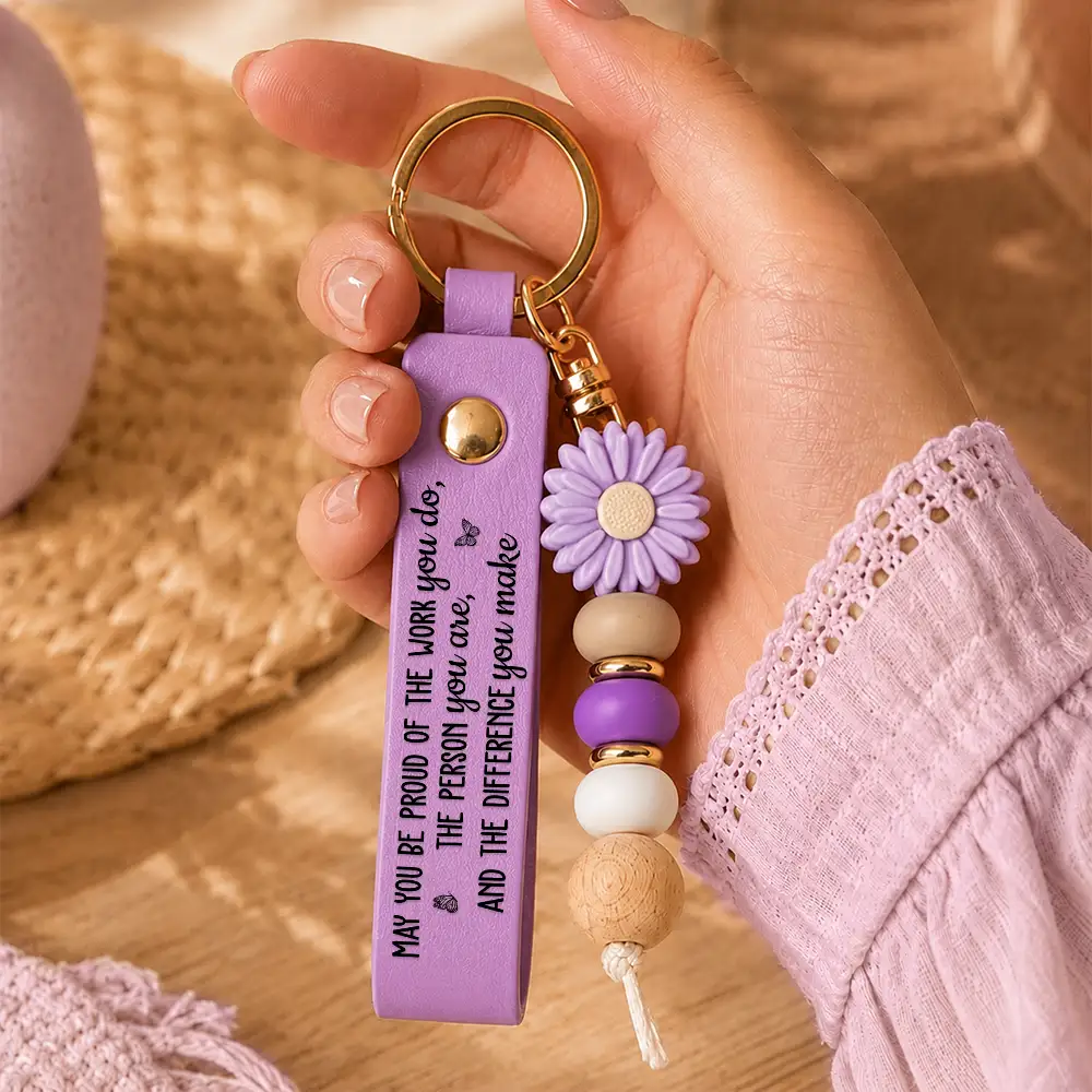 Nurse Never Forget The Difference That You Make - Personalized Leather Beaded Keychain