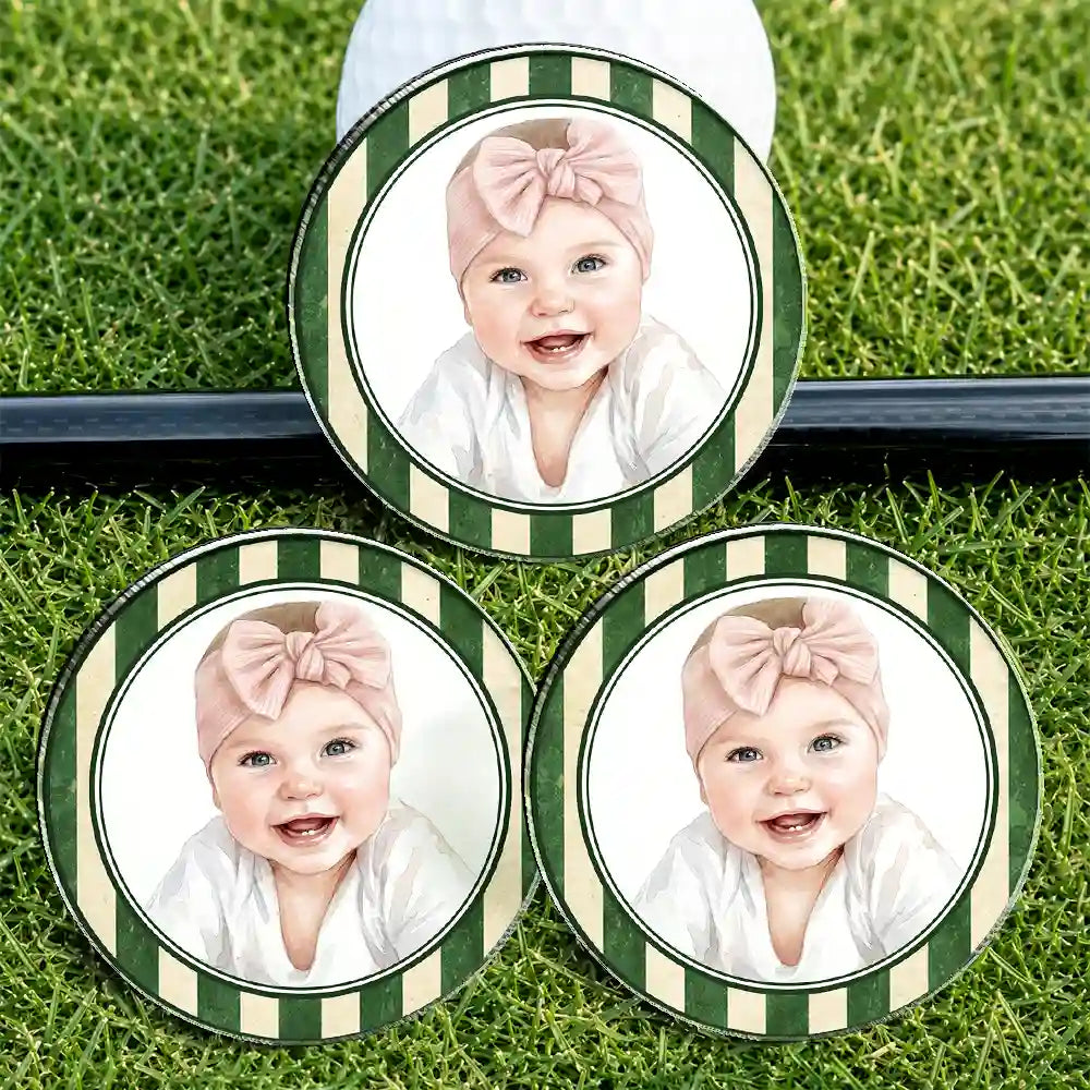 Custom Photo Realistic Watercolor Art Dog Cat Pet Kid Portrait Vintage Golf Ball Marker - Personalized Acrylic Magnetic Clip