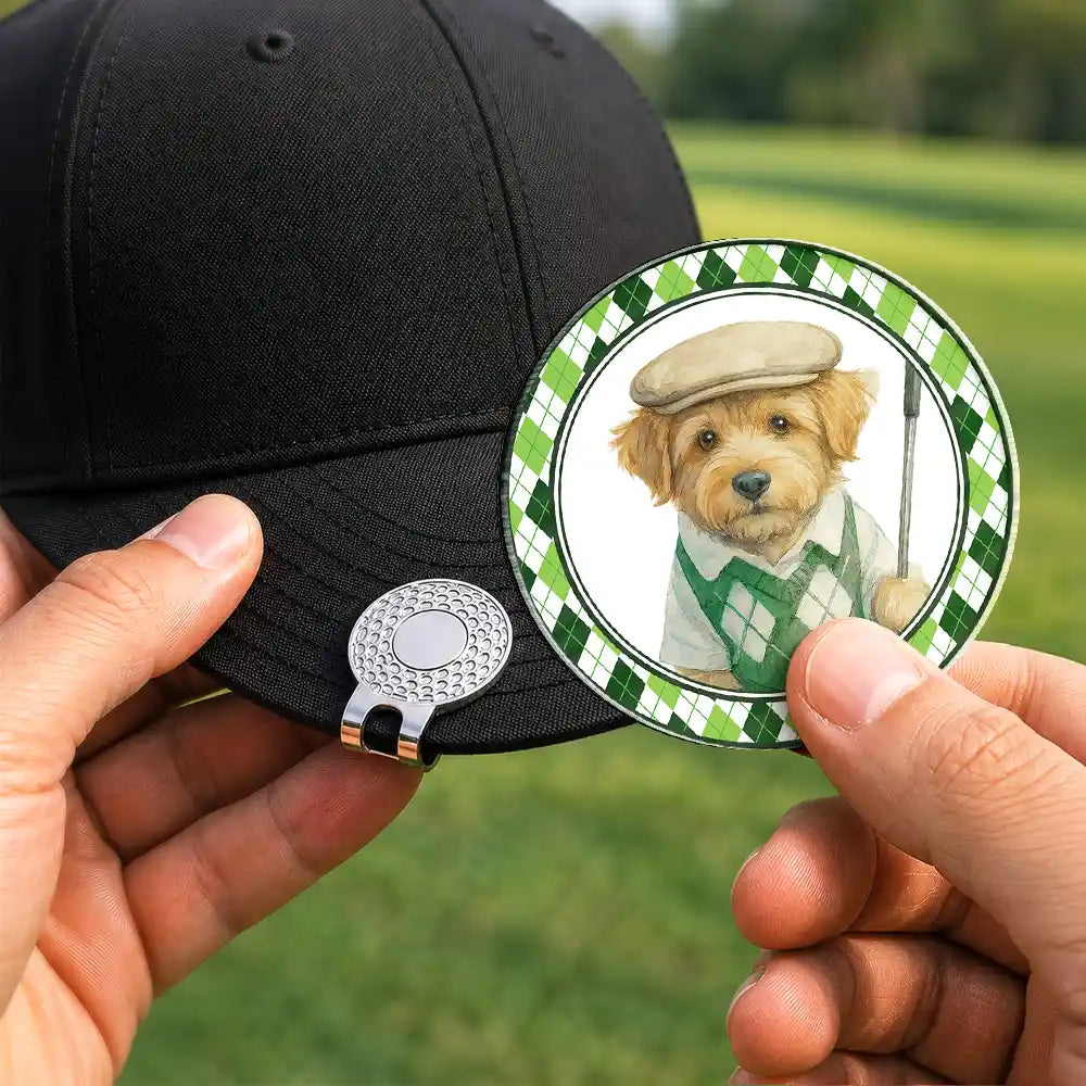 Custom Photo Realistic Watercolor Art Dog Cat Pet Kid Portrait Vintage Golf Ball Marker - Personalized Acrylic Magnetic Clip