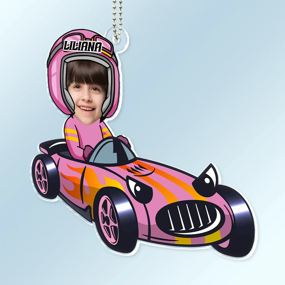 Custom Photo Racing Kid Toy Car Cute Racer - Personalized Acrylic Car Hanger
