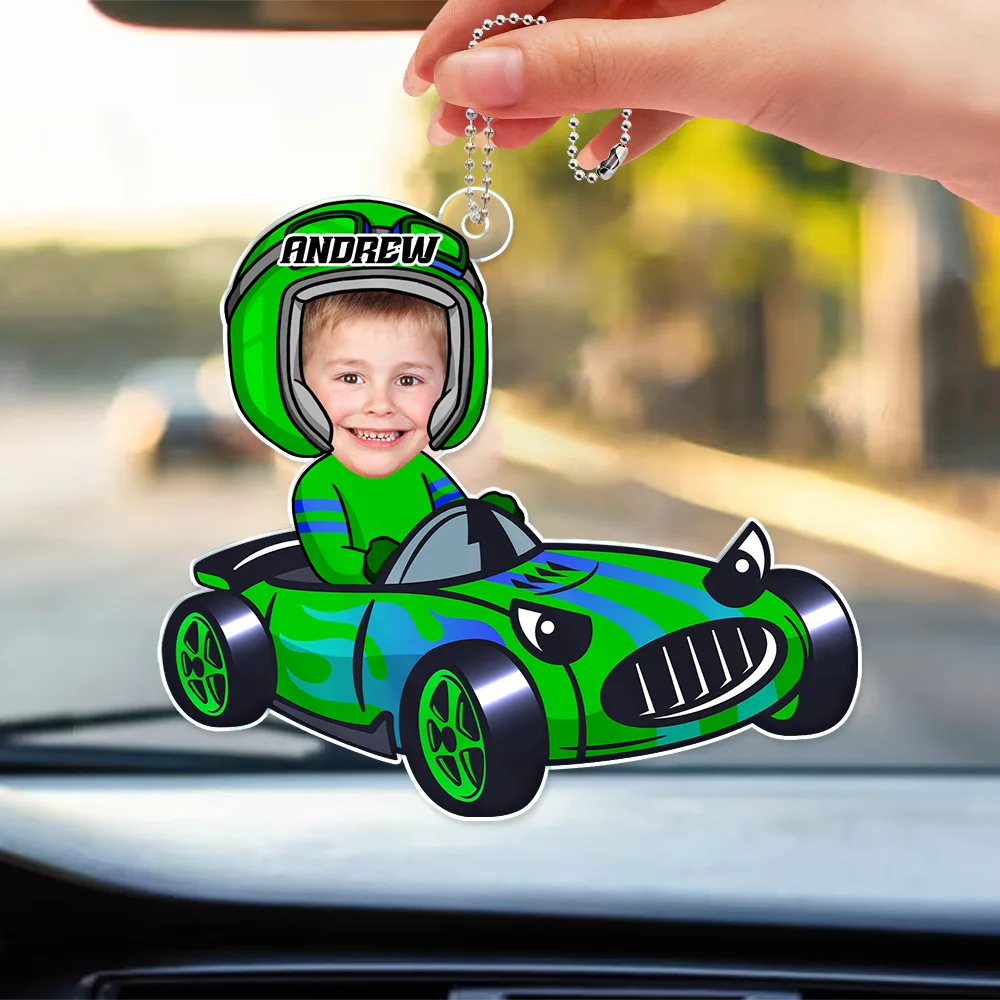 Custom Photo Racing Kid Toy Car Cute Racer - Personalized Acrylic Car Hanger
