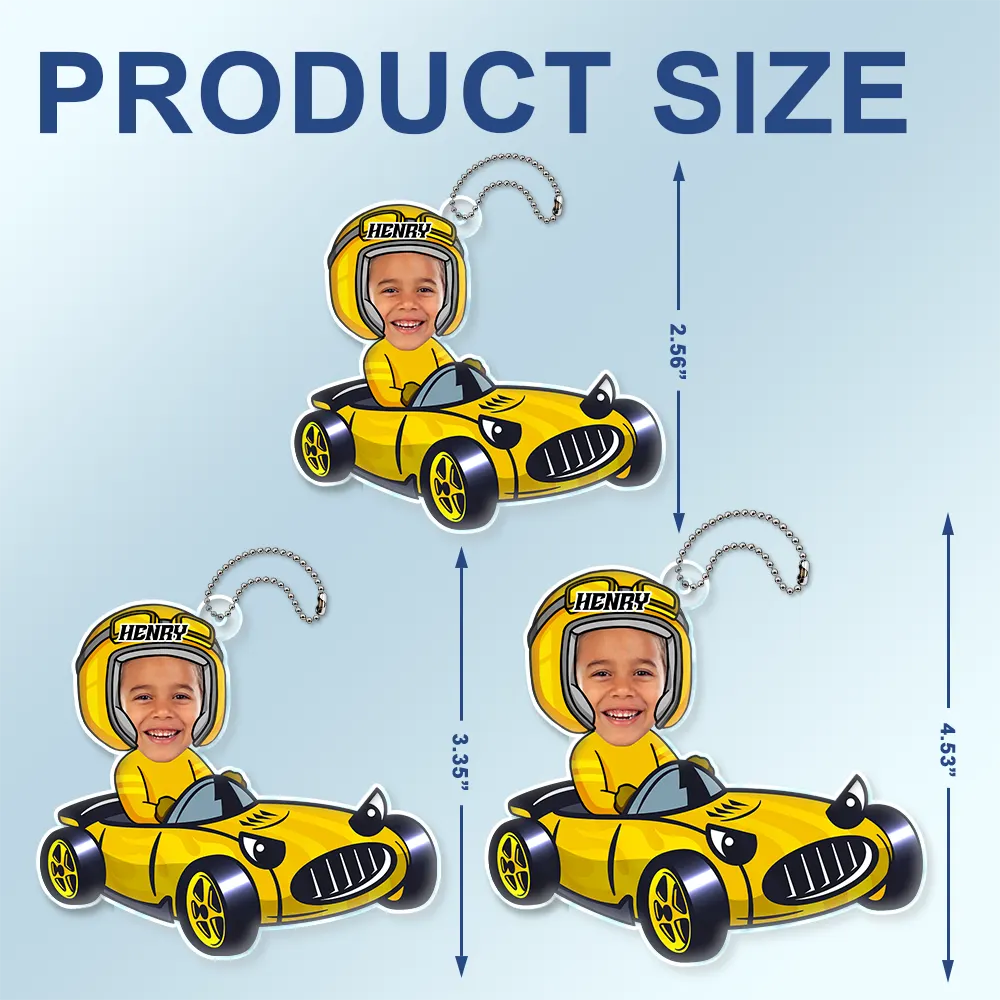 Custom Photo Racing Kid Toy Car Cute Racer - Personalized Acrylic Car Hanger