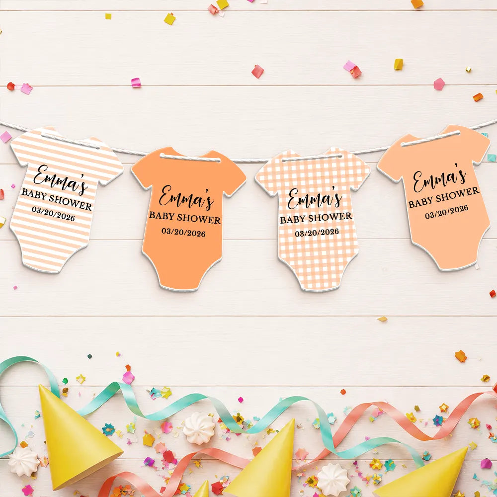 Baby Bodysuit Boy Girl For Baby Shower, Gender Reveal - Personalized Garland Banner