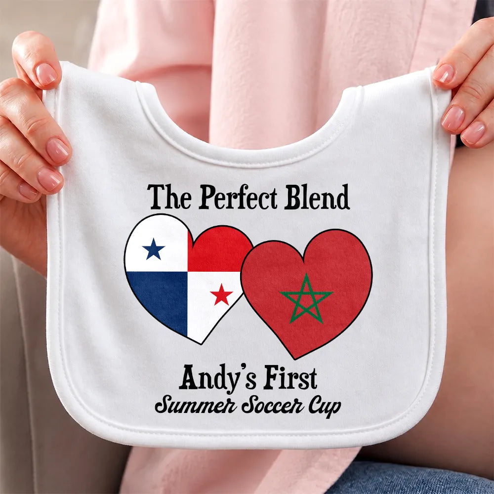 Baby First Soccer Cup Duo Country Flags - Personalized Baby Bib