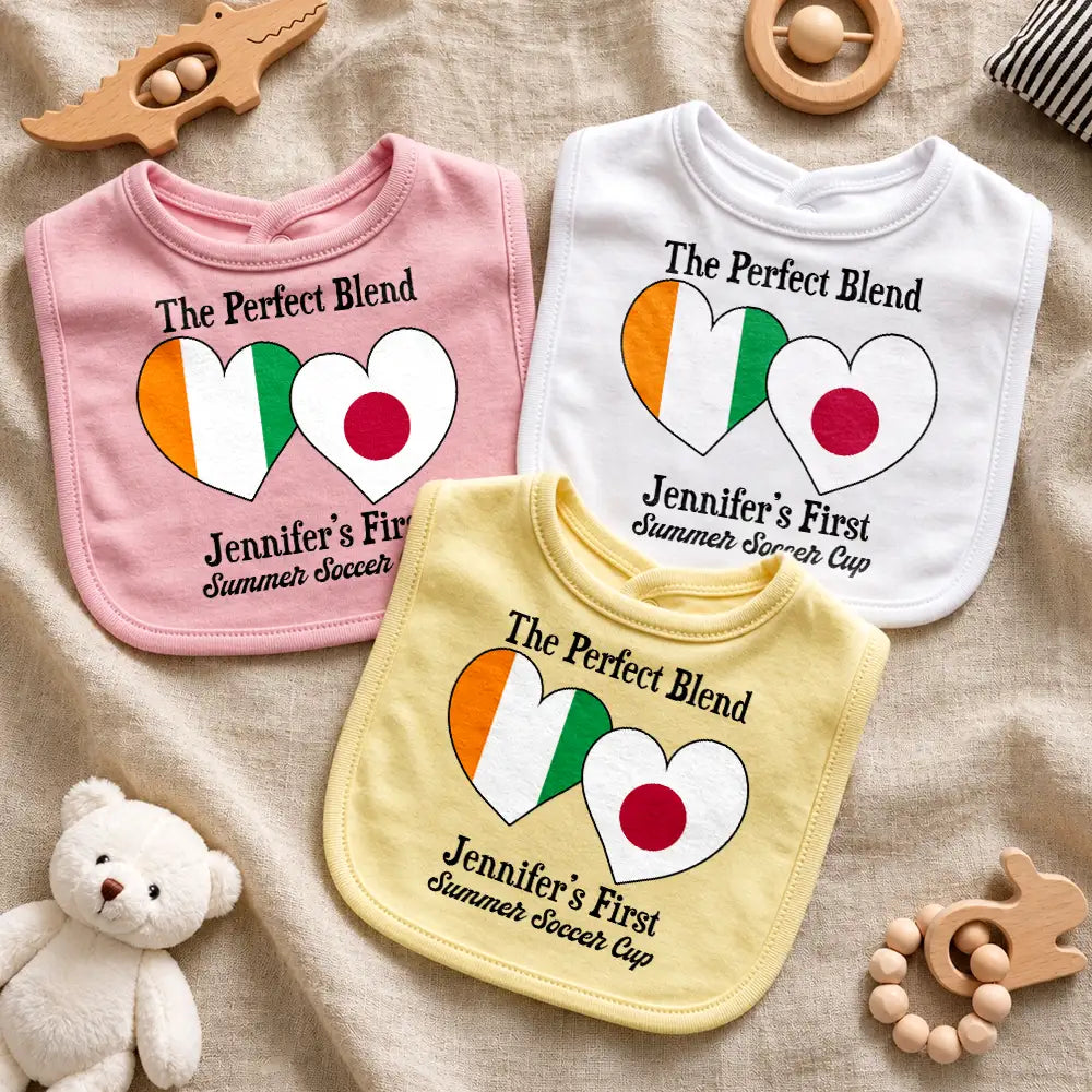 Baby First Soccer Cup Duo Country Flags - Personalized Baby Bib