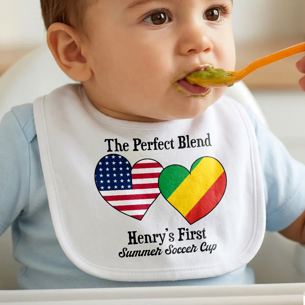 Baby First Soccer Cup Duo Country Flags - Personalized Baby Bib