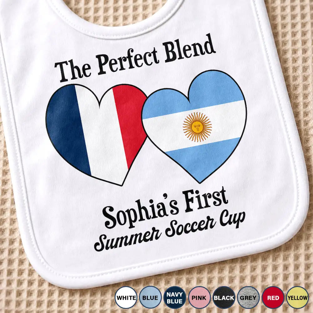 Baby First Soccer Cup Duo Country Flags - Personalized Baby Bib