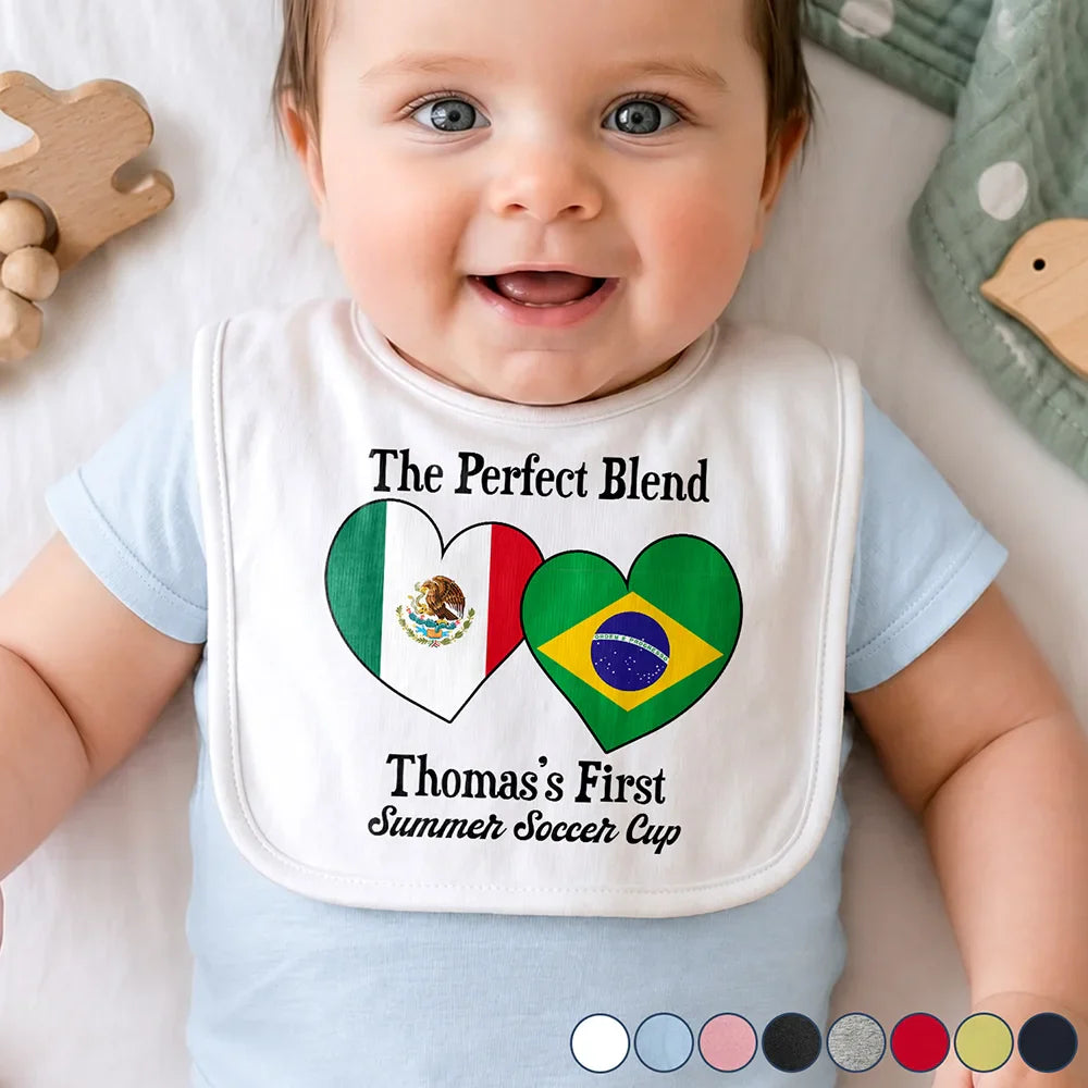 Baby First Soccer Cup Duo Country Flags - Personalized Baby Bib