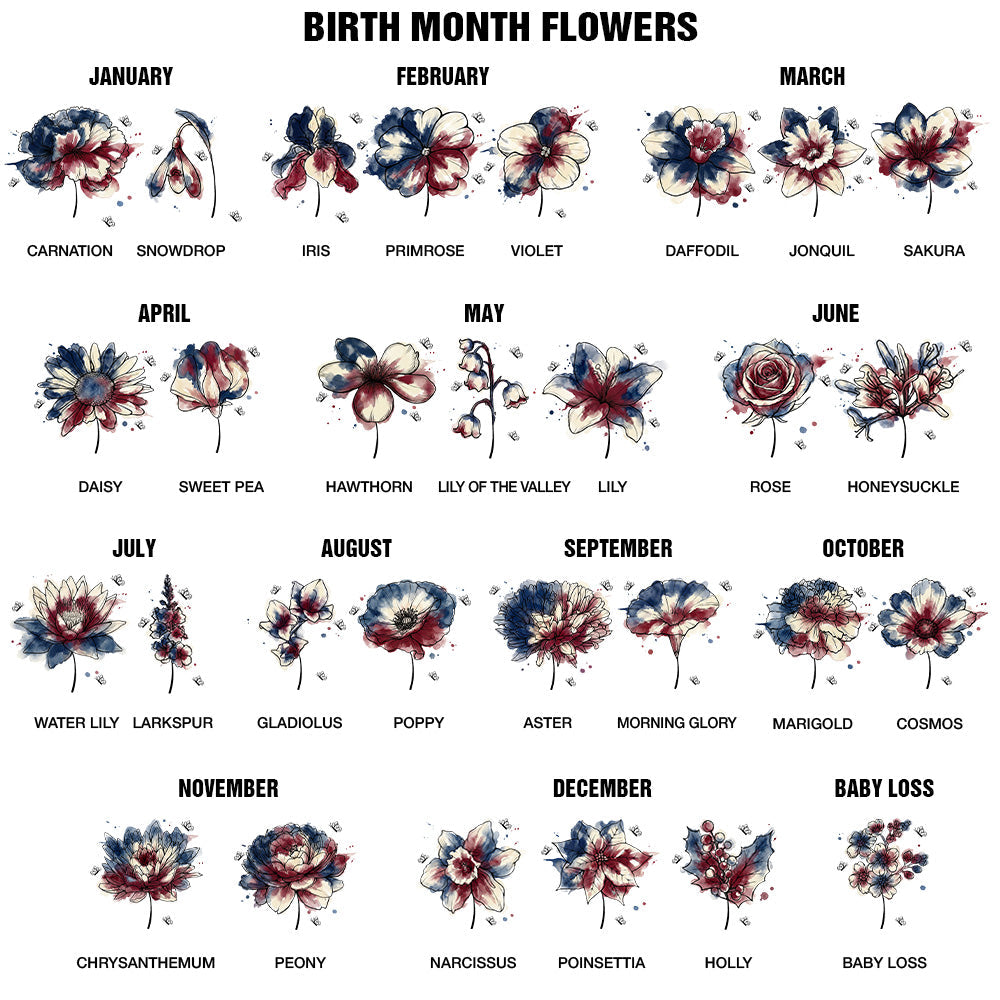Patriotic Birth Flower Faith Freedom Pride - Personalized T Shirt