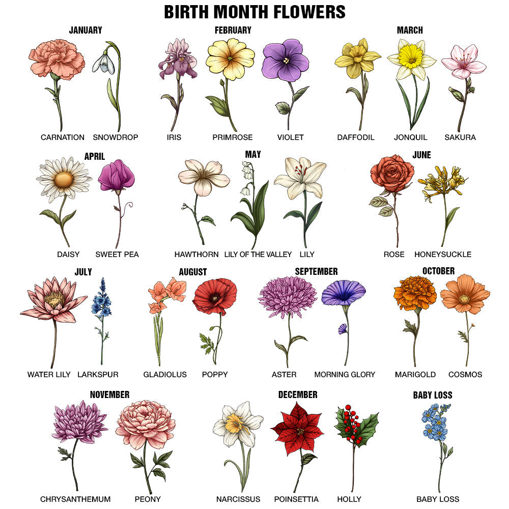 Birth Flower Cartoon Character For Kids, Sisters, Besties - Personalized Sketchbook