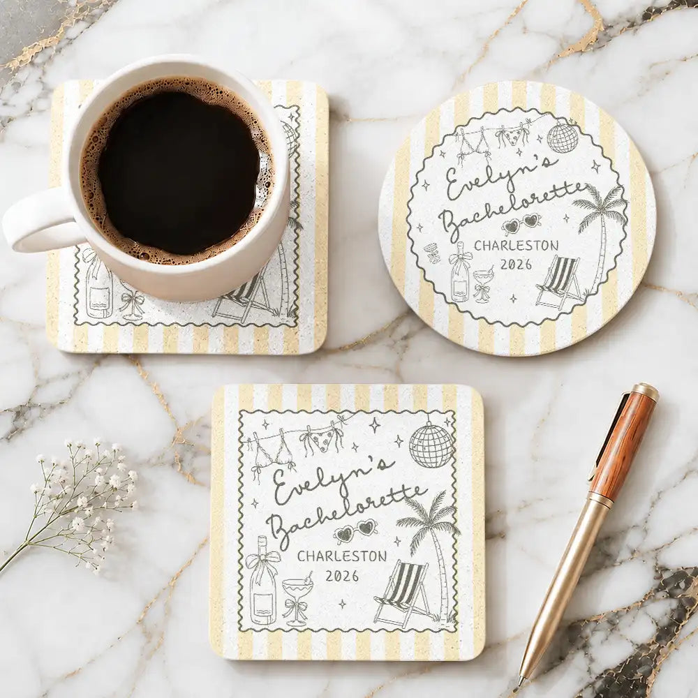Beach Bachelorette Party - Personalized Cork Coaster