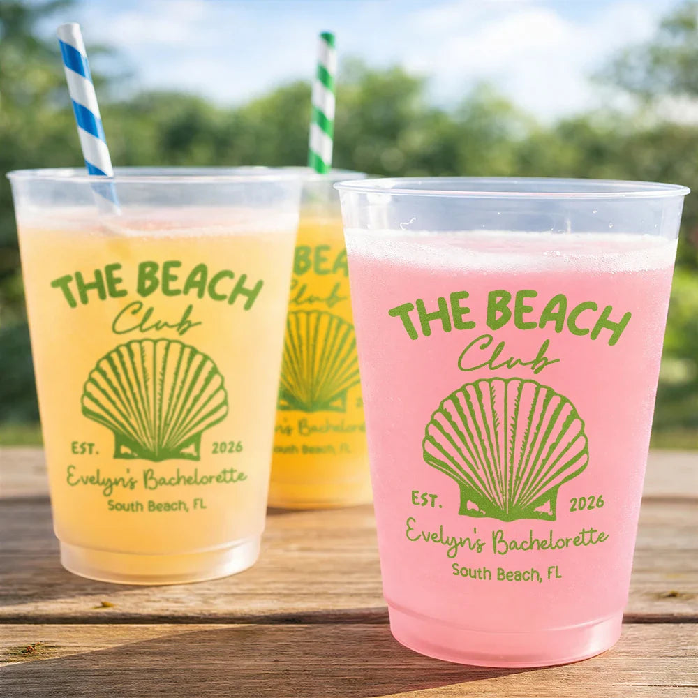 Beach Bachelorette Party Summer Vibe - Personalized Frosted Cups
