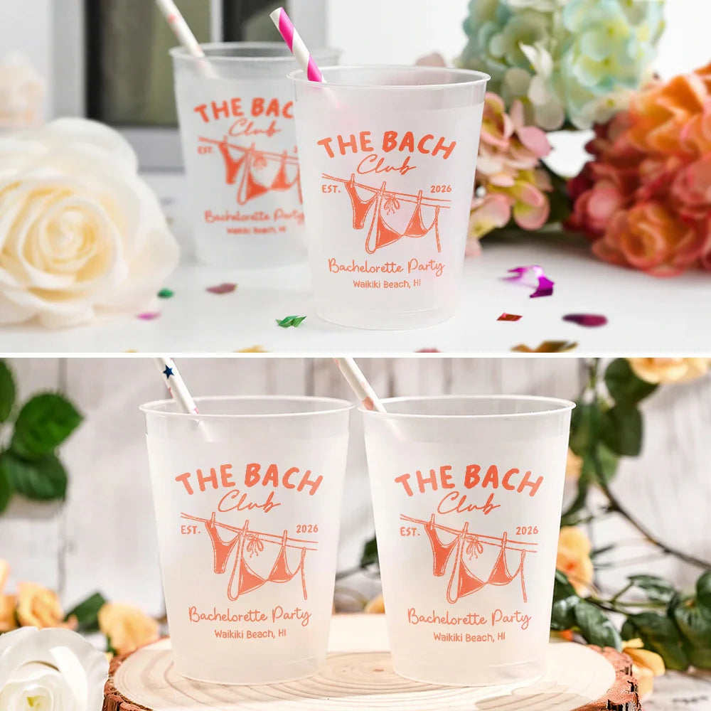 Beach Bachelorette Party Summer Vibe - Personalized Frosted Cups