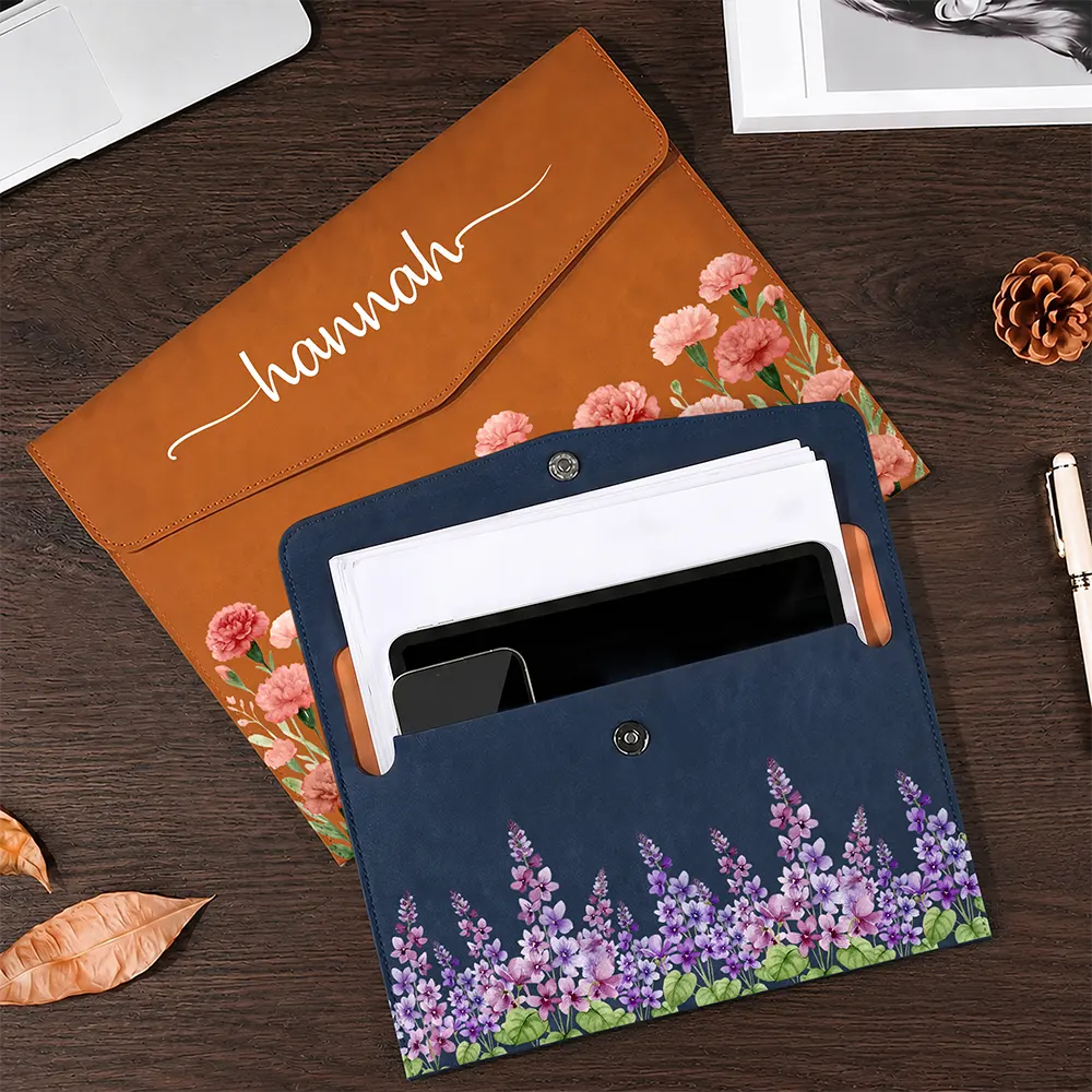 Birth Flower Blooms - Personalized Leather Sleeve