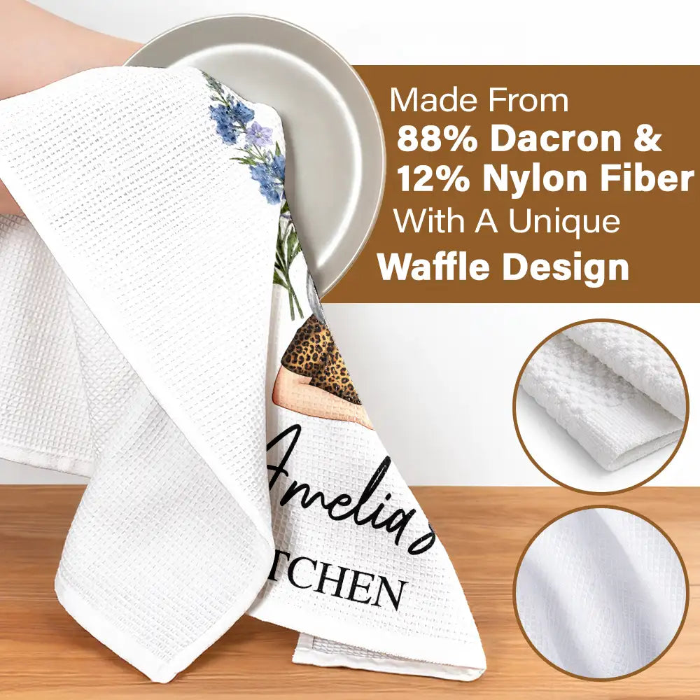 Birth Flower Mom Grandma Kitchen - Personalized Kitchen Towel