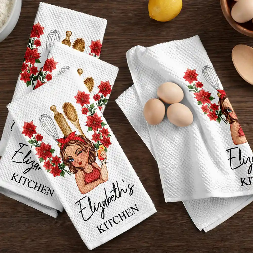 Birth Flower Mom Grandma Kitchen - Personalized Kitchen Towel