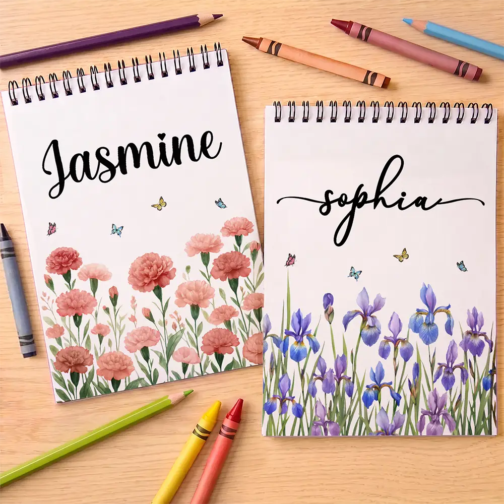 Birth Flower Name For Daughter, Besties, Coworkers - Personalized Sketchbook