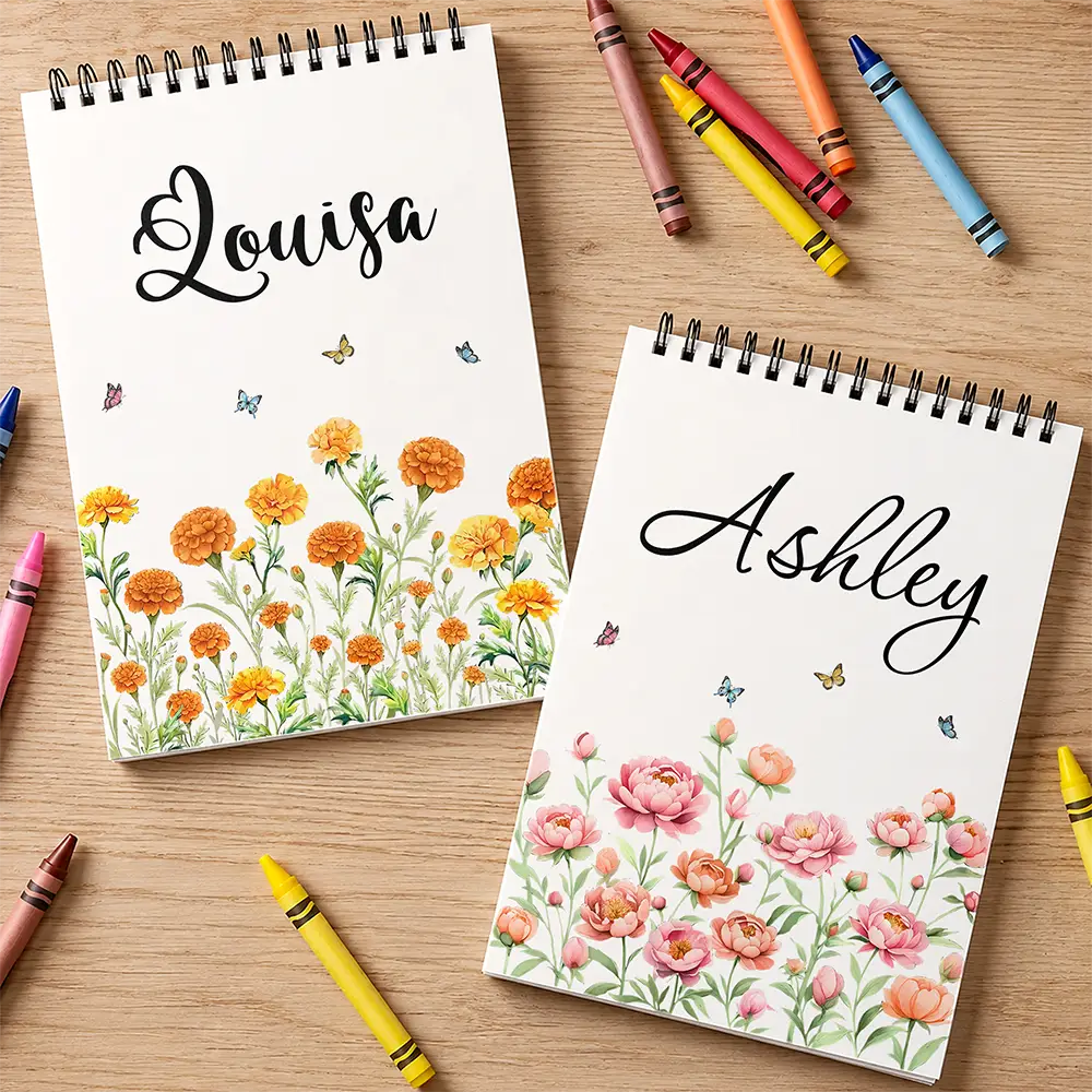 Birth Flower Name For Daughter, Besties, Coworkers - Personalized Sketchbook