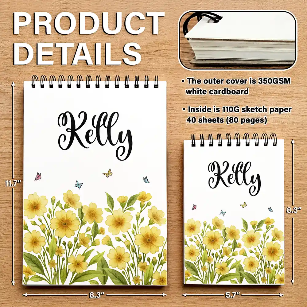 Birth Flower Name For Daughter, Besties, Coworkers - Personalized Sketchbook