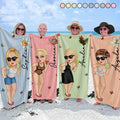 Birth Month Flower Turban Woman Stripe Pattern - Personalized Beach Towel