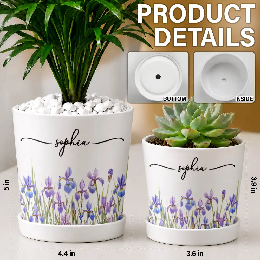 Birth Month Flower Watercolor Blooming In Love - Personalized Plant Pot