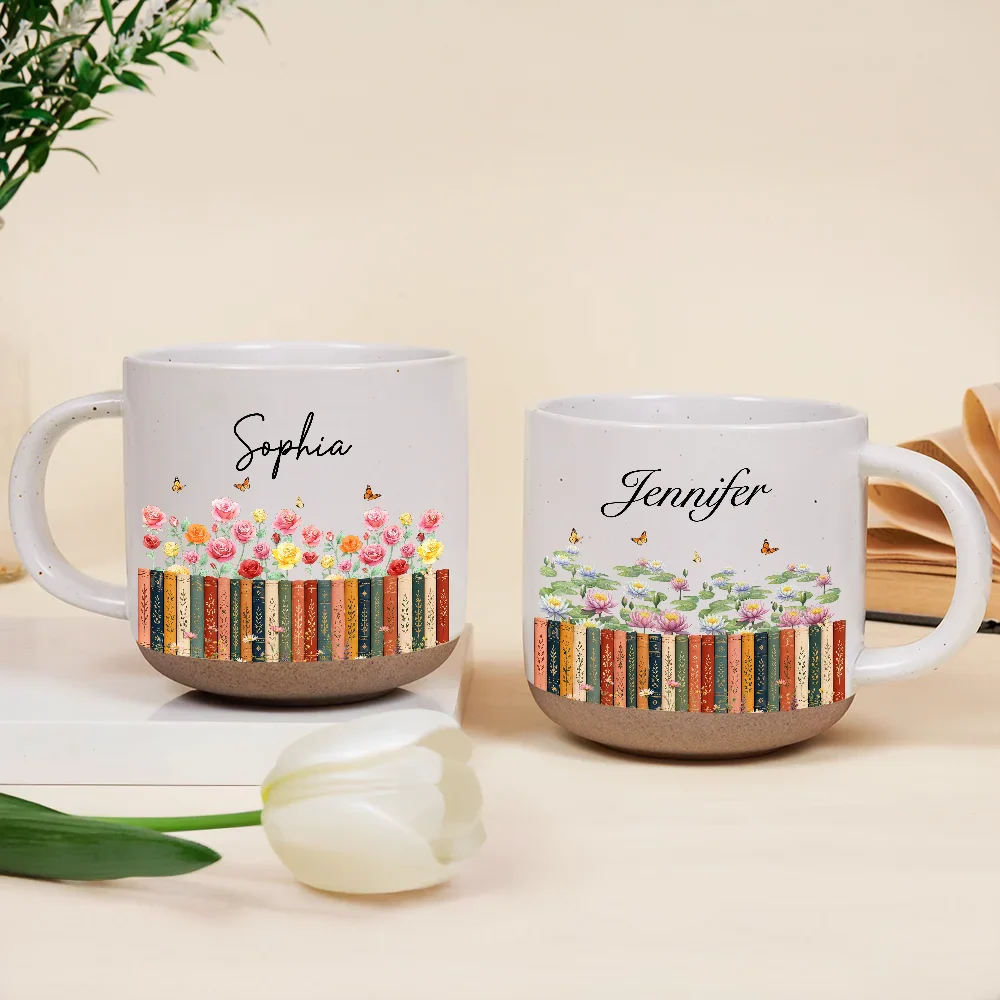 Bookshelf Flower Garden - Personalized Pottery Mug