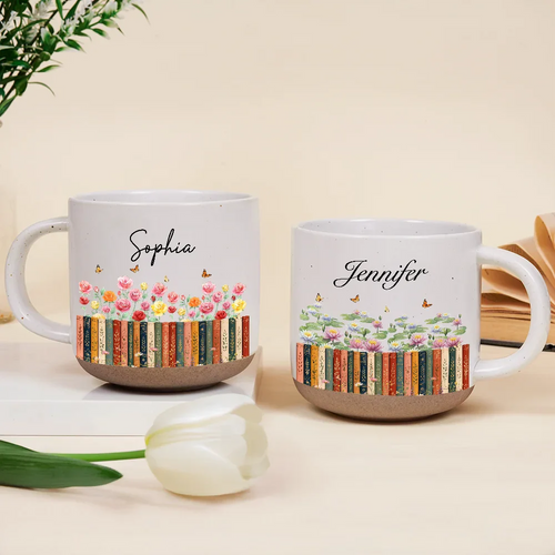 Bookshelf Flower Garden - Personalized Pottery Mug