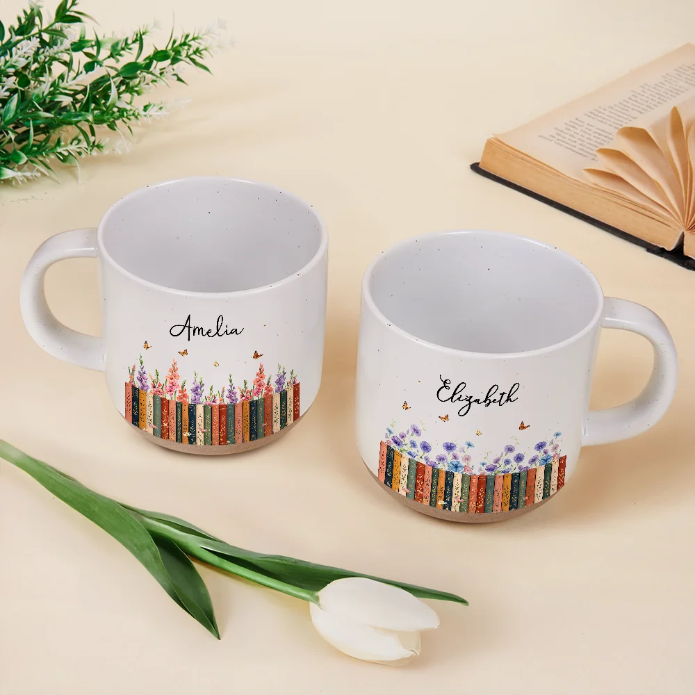 Bookshelf Flower Garden - Personalized Pottery Mug