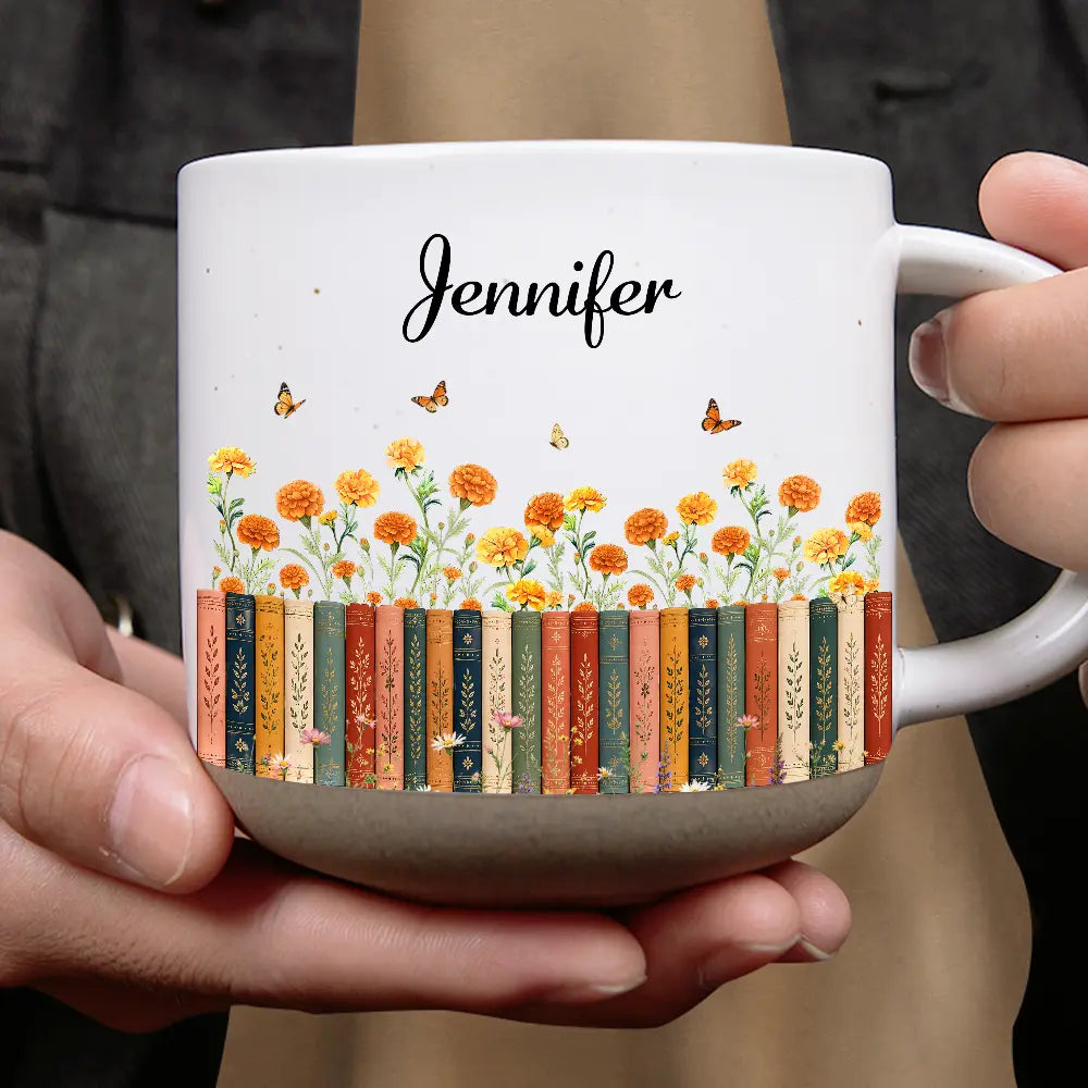 Bookshelf Flower Garden - Personalized Pottery Mug
