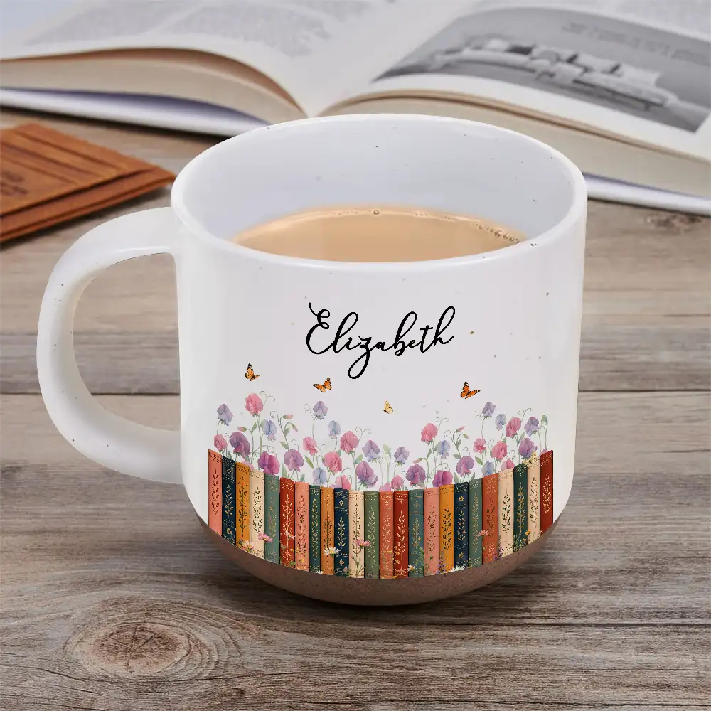 Bookshelf Flower Garden - Personalized Pottery Mug