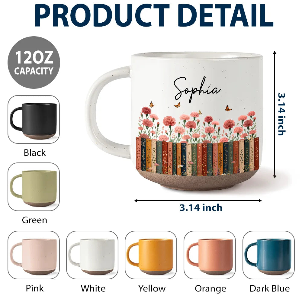 Bookshelf Flower Garden - Personalized Pottery Mug