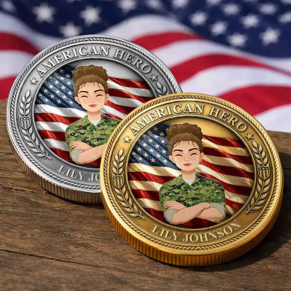 Camouflage Man Woman American Hero - Personalized Commemorative Keepsake Coin