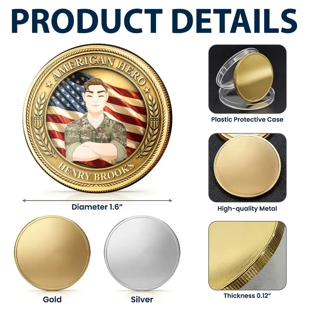 Camouflage Man Woman American Hero - Personalized Commemorative Keepsake Coin