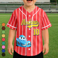 Cartoon Dinosaur Vehicles For Kids - Personalized Baseball Jersey Shirt