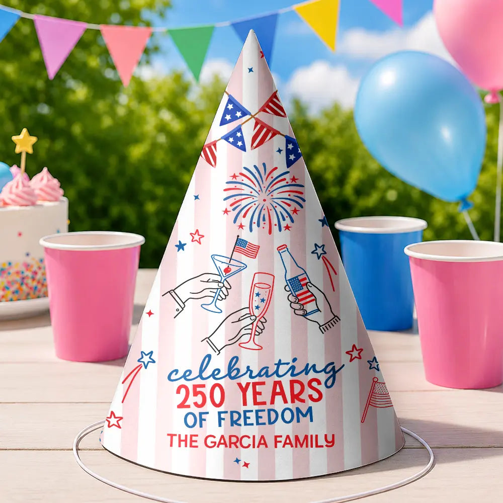 Cheers To 250 Years Anniversary - Personalized Party Hats