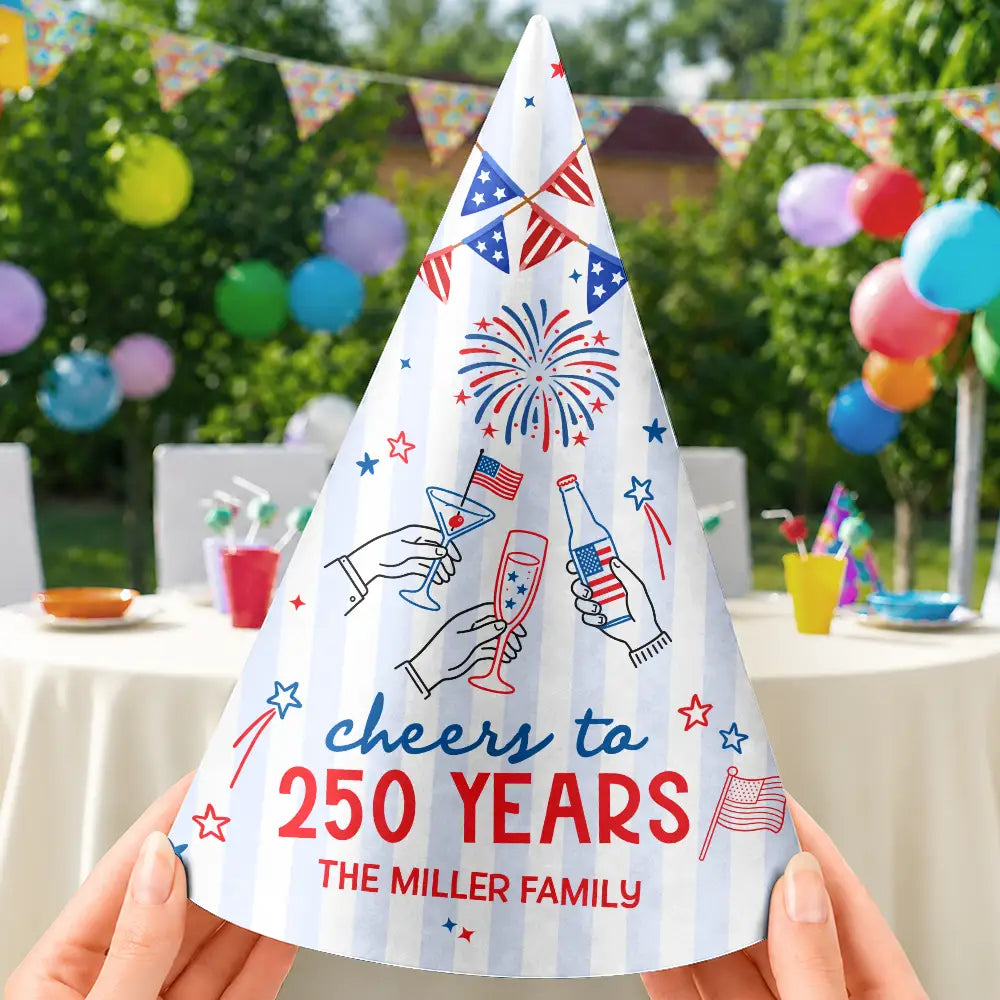 Cheers To 250 Years Anniversary - Personalized Party Hats