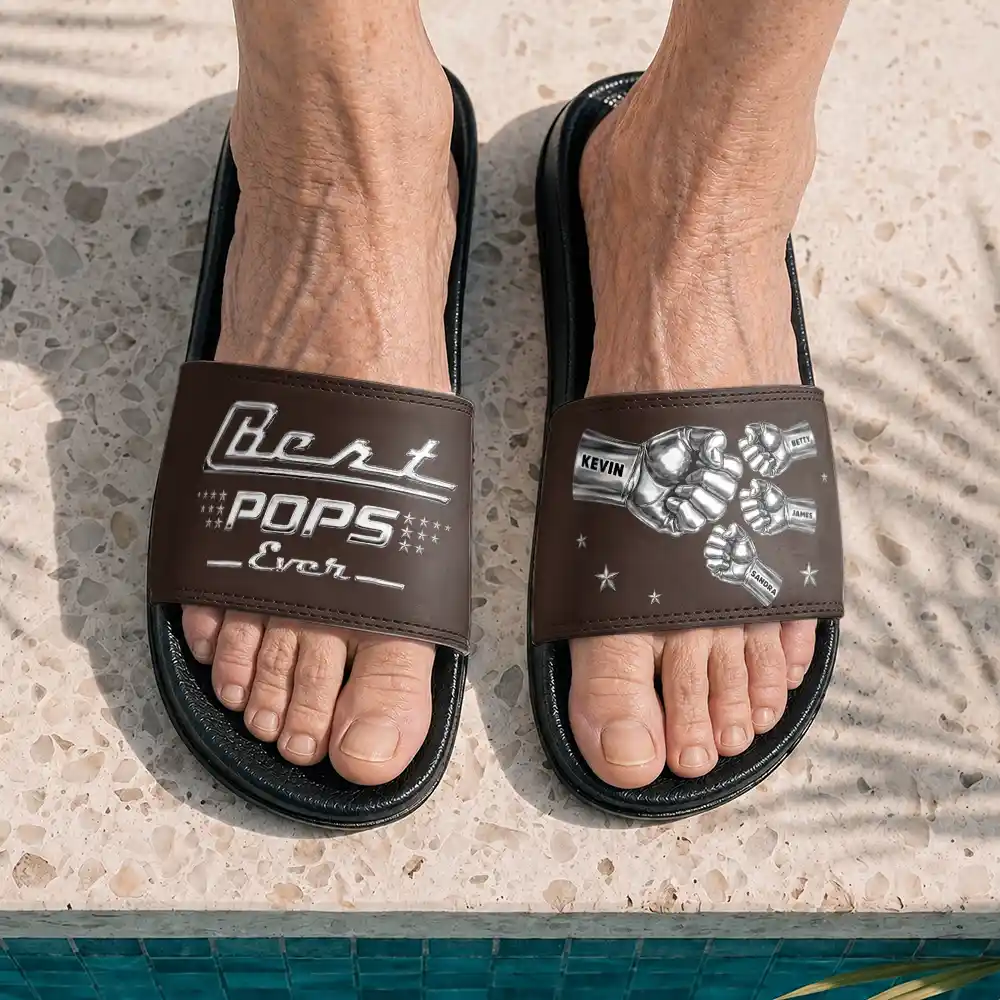 Classic Best Dad Grandpa Ever Limited Edition - Personalized Unisex Slides