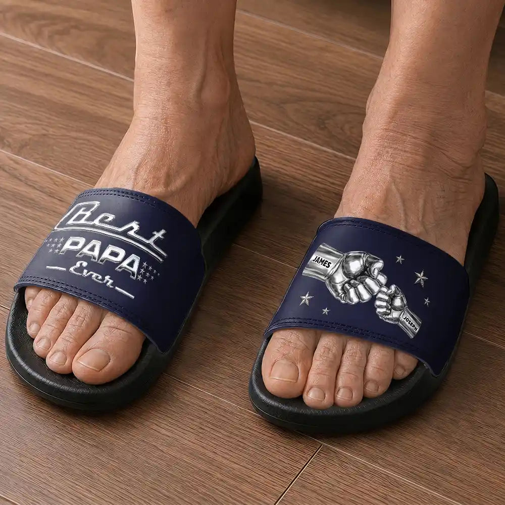 Classic Best Dad Grandpa Ever Limited Edition - Personalized Unisex Slides